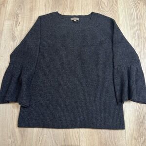Lilla P‎ 100% Cashmere Puff Sleeve Grey Size Small Sweater. Anthropologie SOFT